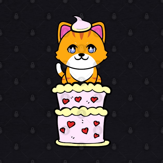 Funny orange cat jumping out of a cake by Pet Station